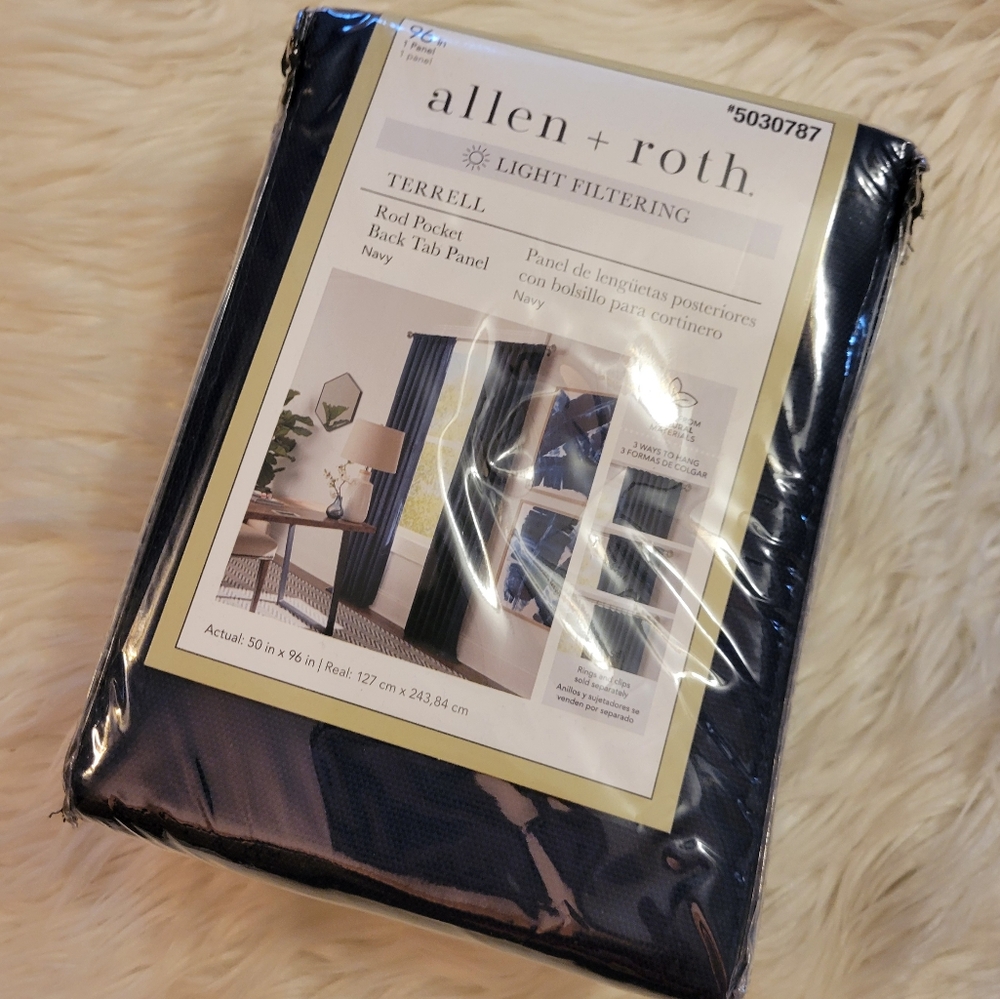 Allen + Roth Terrell Light Filtering Curtain Panel 96" - navy - Picture 6 of 10
